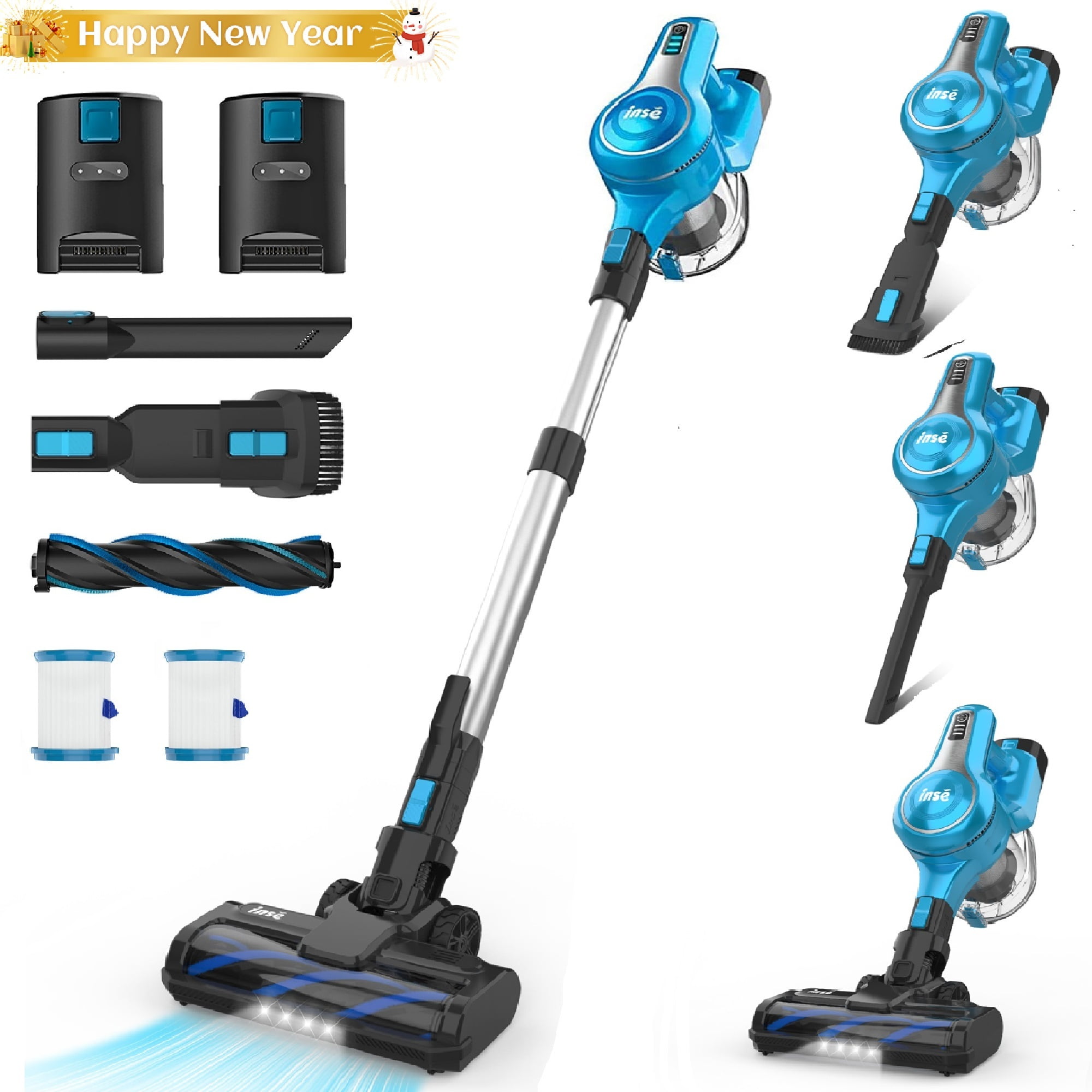 INSE S6 Plus 30Kpa 300W Cordless Vacuum, 2 Batteries, 90mins Runtime, for Carpet, Hard Floor, Pet Hair  (图1)