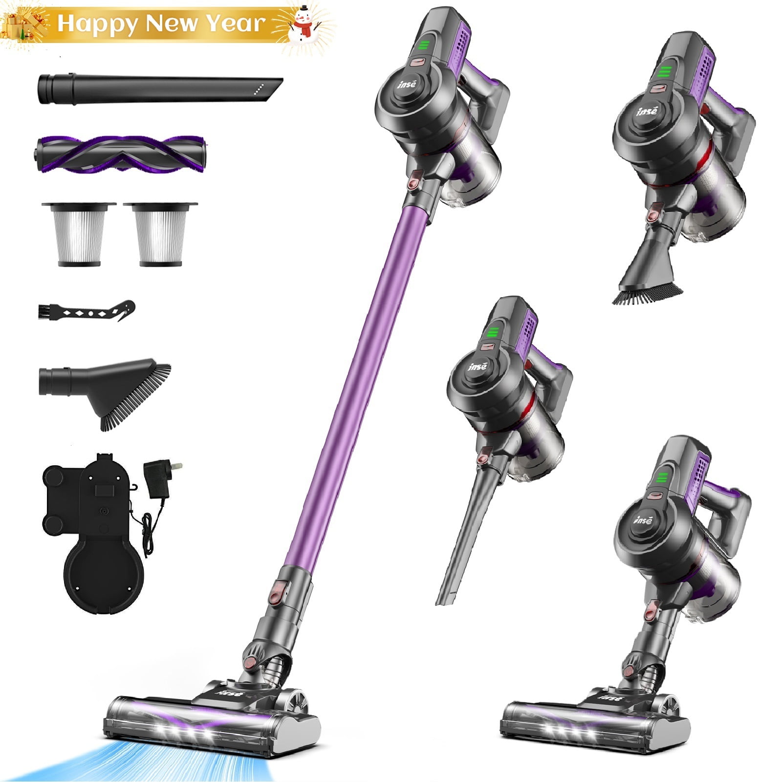 INSE Cordless Vacuum Cleaner 25000Pa 45min Lightweight Stick Vacuum for Home Pet Hair Carpet Floor  (图1) INSE Cordless Vacuum Cleaner 25000Pa 45min Lightweight Stick Vacuum for Home Pet Hair Carpet Floor  (图1)