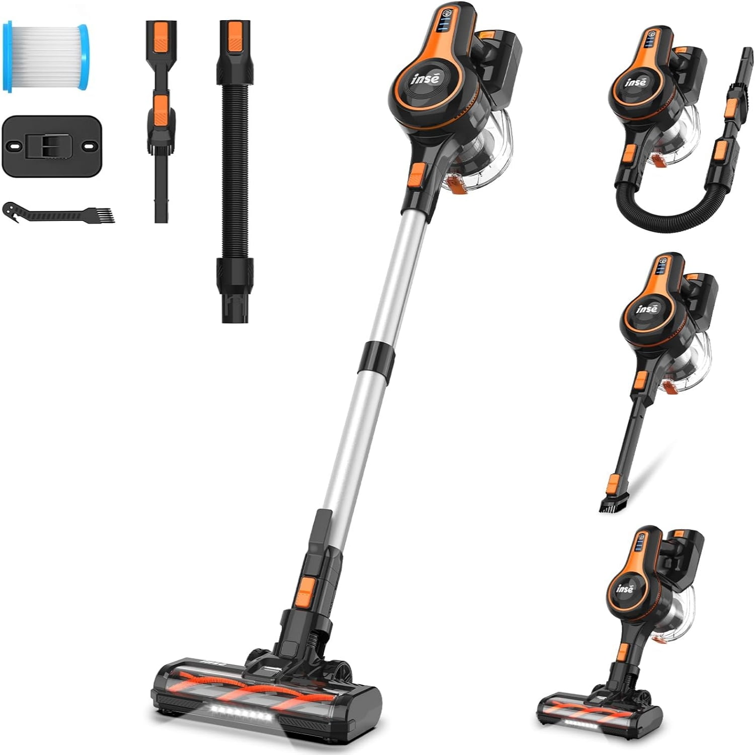 INSE Cordless Stick Vacuum Cleaner, 28Kpa 300W Powerful 8in1