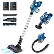 INSE Cordless Vacuum Cleaner with 2 Batteries, Up to 80 Minutes Run-time Rechargeable Stick Vacuum, Lightweight Powerful Suction Handheld Vac for Hardwood Floor Carpet Pet