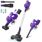 INSE Cordless Vacuum Cleaner, 30kPa 300W Powerful Suction Stick Vacuum Cleaner up to 45min Runtime, Rechargeable Battery Vacuum, 8-in-1 Lightweight Vacuum for Carpet Hard Floor Pet Hair, Purple
