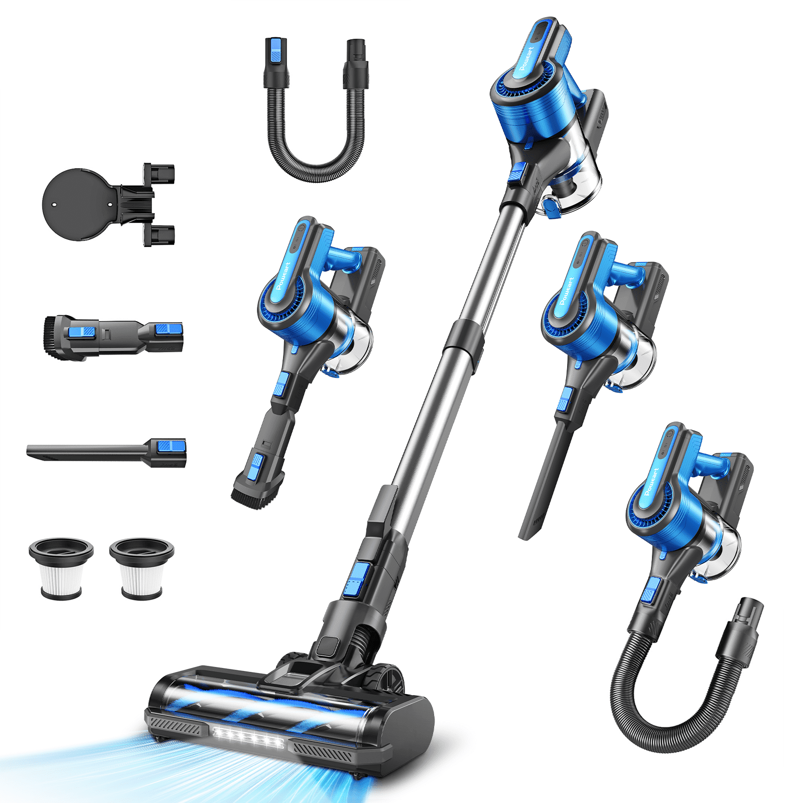 Cordless Vacuum Cleaner, 8 in 1 Powerful Stick Handheld Vacuum, 45Kpa Vacuum Cleaner, 60min Runtime, Lightweight Brushless Stick Vacuum for Hard Floor Carpet Pet Hair by POWEART