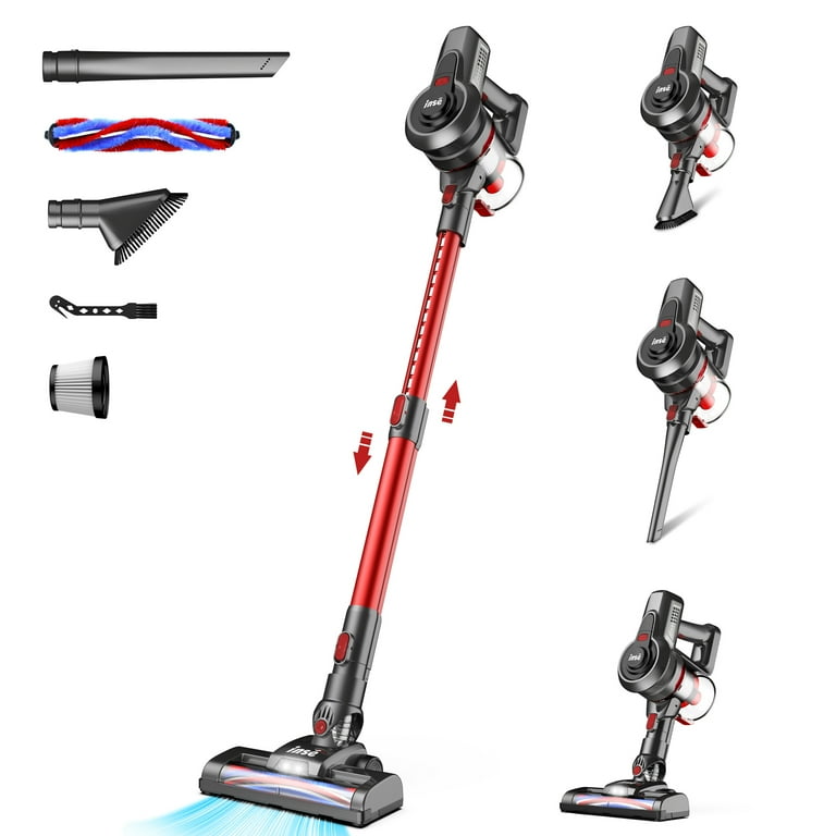 INSE Cordless Vacuum Cleaner 20kPa Powerful Stick Vacuum with 2200mAh Rechargeable Battery for Hardwood Floor Up to 40 Mins 6 in 1 Household Upright Lightweight Vacuum for Pet Hair Carpet Walmart