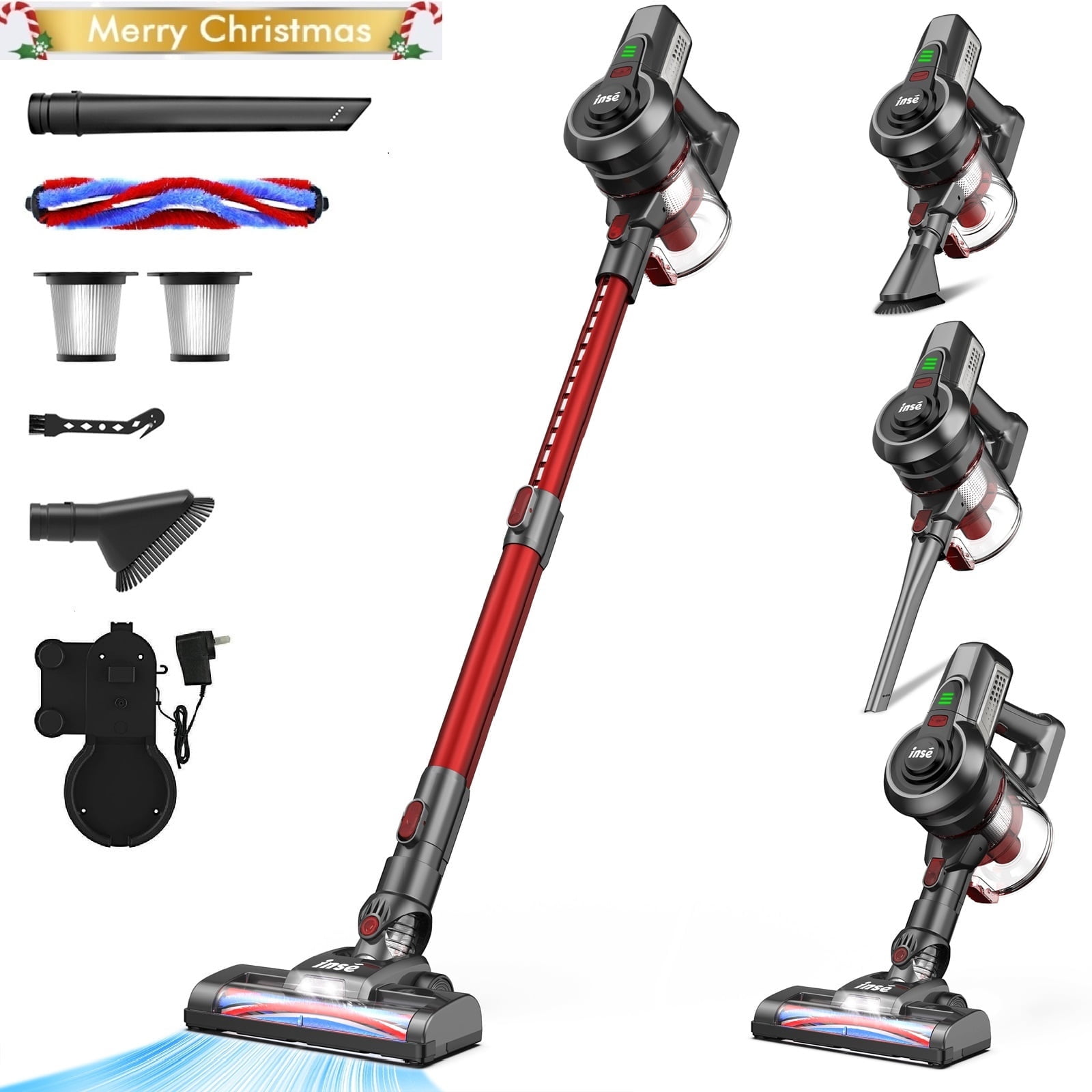 INSE Cordless Vacuum Cleaner,6 in 1 Powerful Stick Handheld Vacuum,25Kpa Vacuum Cleaner,45min Runtime,Lightweight Cordless Stick Vacuum for Hard Floor Carpet Pet Hair - Walmart.com