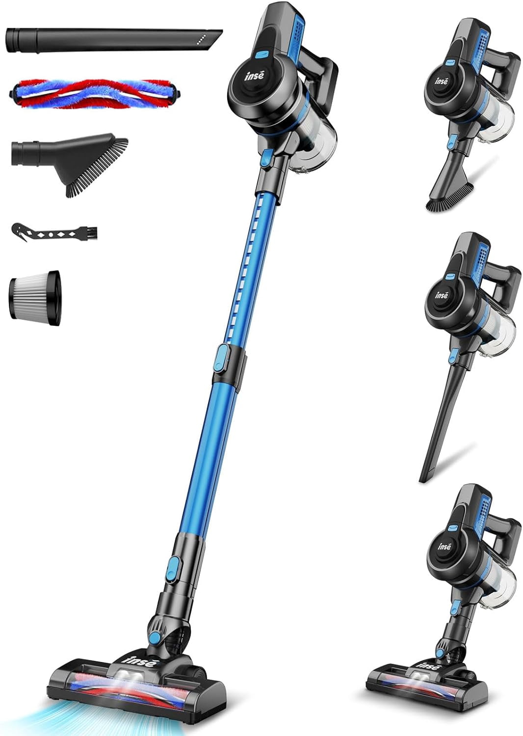 Cordless Vacuum Cleaner, 8 in 1 Powerful Stick Handheld Vacuum, 45Kpa Vacuum Cleaner, 60min Runtime, Lightweight Brushless Stick Vacuum for Hard Floor Carpet Pet Hair by POWEART