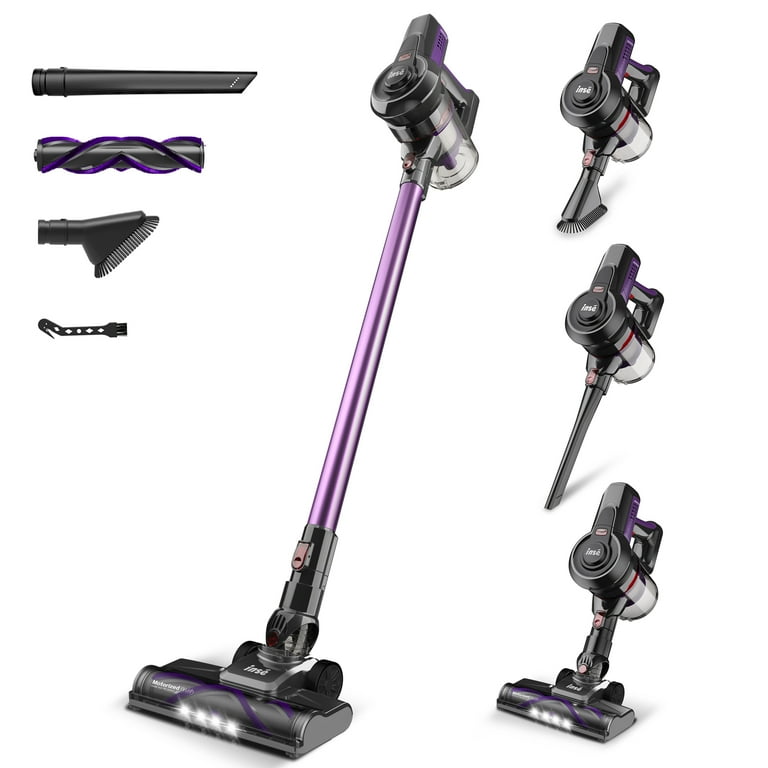INSE 6 in 1 Rechargeable Vacuum 20kPa 160W Motor for Floors Carpets Pet Hair Purple Walmart