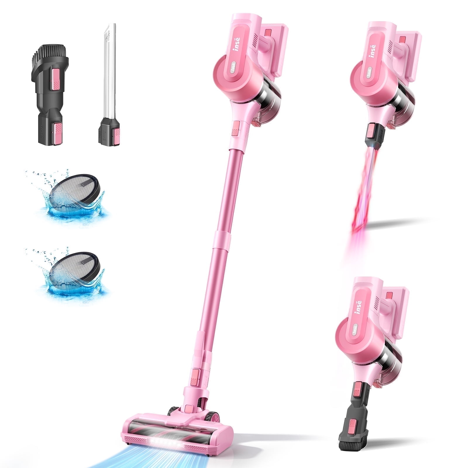 INSE Cordless Vacuum Cleaner, 6 in 1 Powerful Suction Stick Vacuum for Home Hardfloor Carpet Pet Hair, S11 Pro