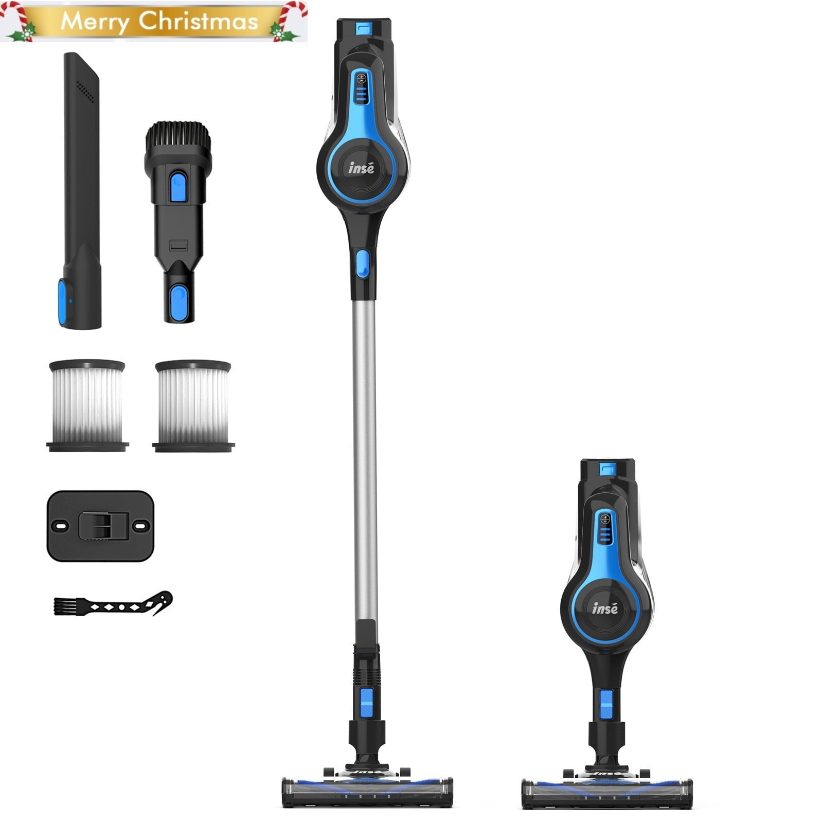 INSE N500 Cordless Vacuum Cleaner, 6 in 1 Rechargeable Powerful Lightweight  Stick Vacuum with 2200 mAh Battery - Light Blue 