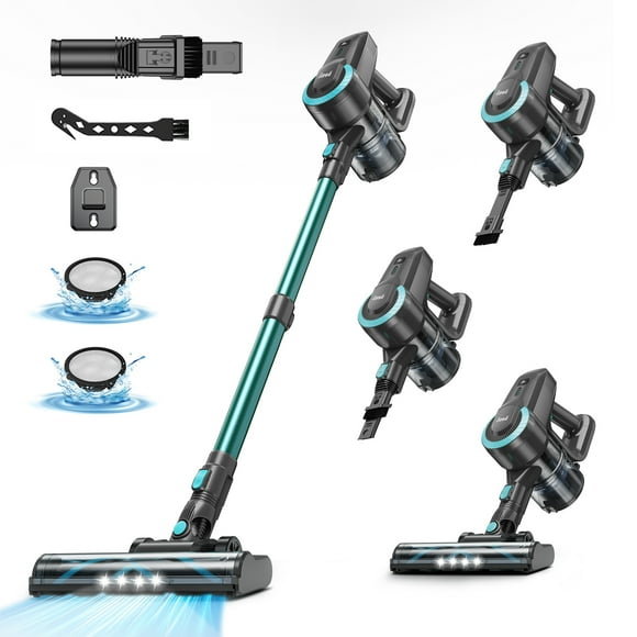 INSE Cordless Vacuum Cleaner,Ultra-Lightweight,LED Headlights,Removable Handheld Vacuum for Pet Hair Carpet Hardfloors,N3P Green