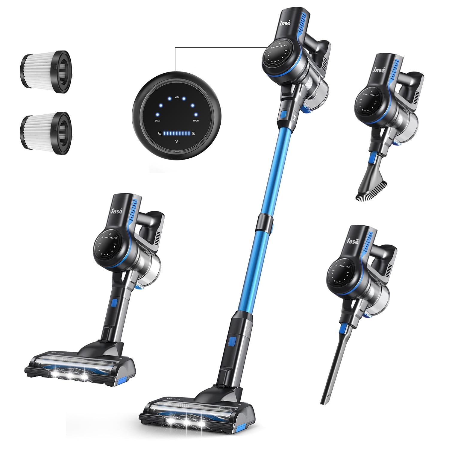 INSE Wireless Rechargeable Lightweight Vacuum Cleaner for Tile, Hardwood, Carpet and Pet Hair