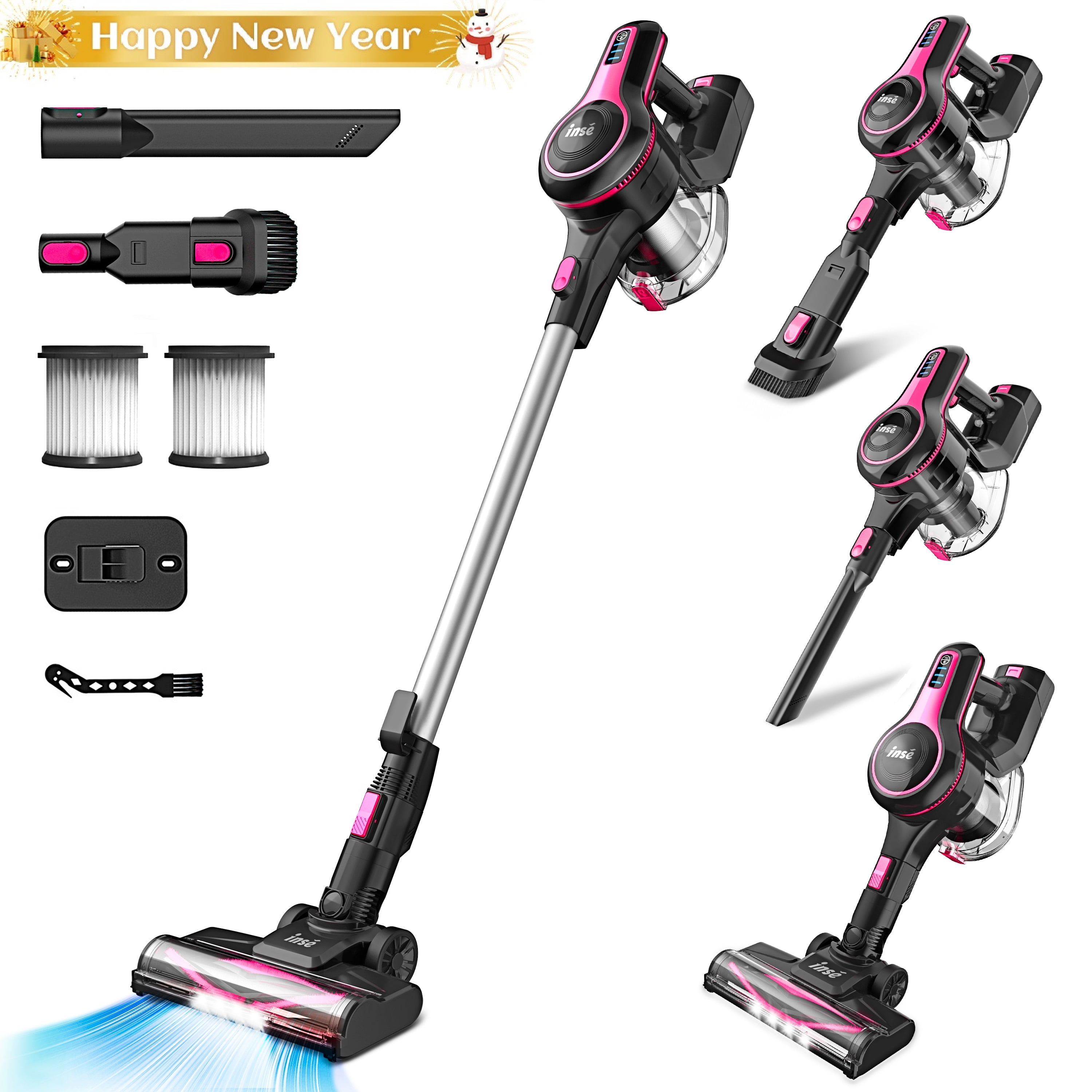 INSE Lightweight Cordless Stick Vacuum Cleaner 25kPa with 45min Runtime for Carpet Floor Pet Hair N520/N5T  (图1) INSE Lightweight Cordless Stick Vacuum Cleaner 25kPa with 45min Runtime for Carpet Floor Pet Hair N520/N5T  (图1)