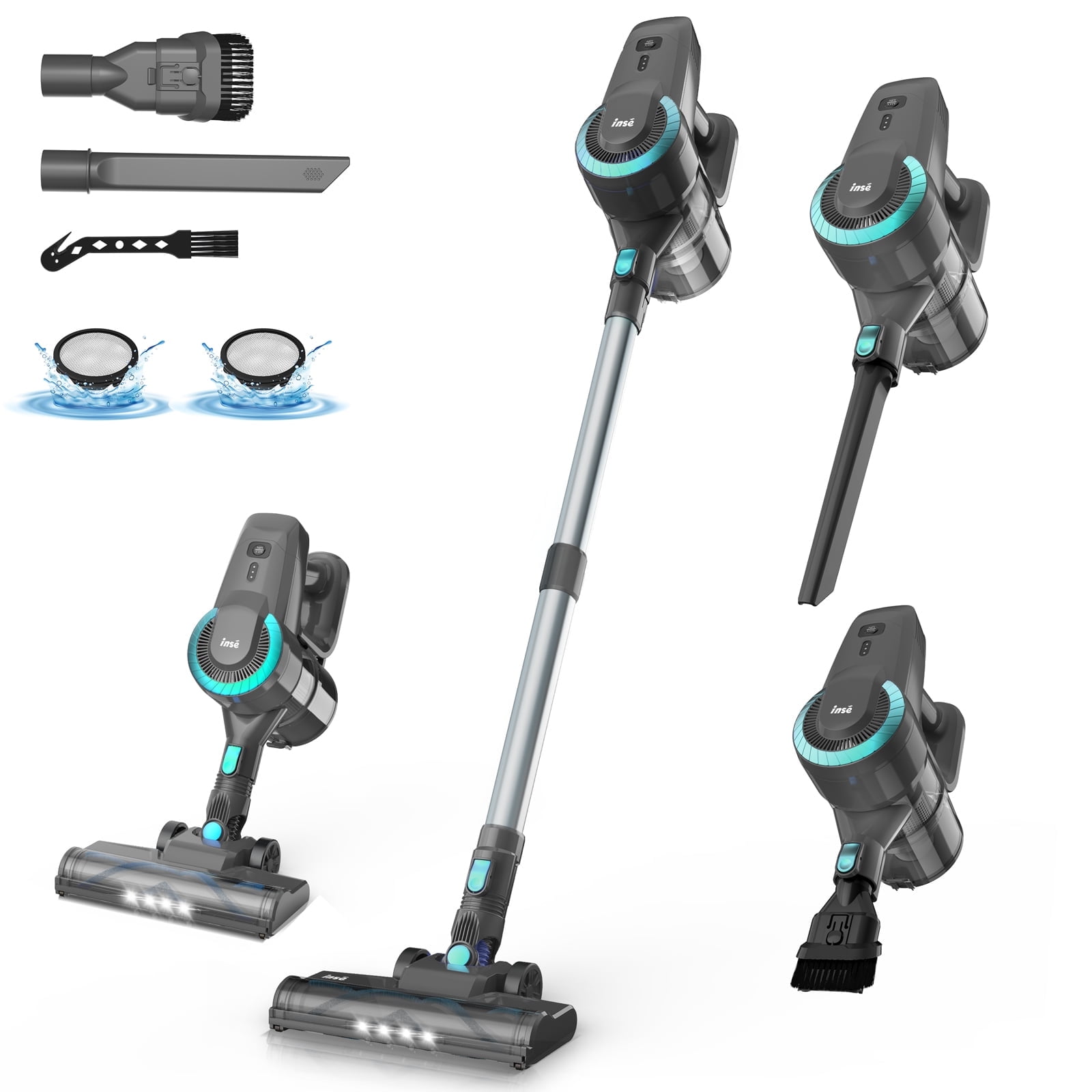 INSE Cordless Vacuum Cleaner 6 in 1 Ultra Lightweight Stick Vacuum Powerful Stick Vacuum for Hard Floor Carpet Pet Hair Home N370 Shop 2024 Deals Walmart