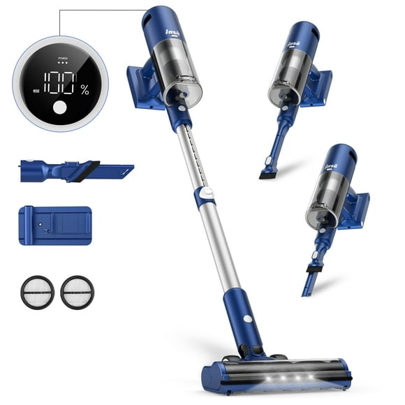 INSE Lightweight Cordless Vacuum with 30Kpa Powerful Suction & 60 Mins Runtime, Stick Vacuum for Carpet, Tile, Pet Hair, Hardwood Floors