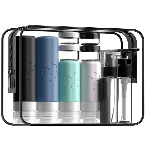 INSFIT 23 Pack Travel Bottles for Toiletries, TSA Approved Leak Proof Travel Size Containers with Toiletry Bag, BPA Free Refillable Silicone Travel Essentials for Shampoo Conditioner Lotion