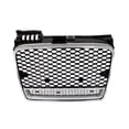 thumbnail image 1 of ECP-AUTOTEILE Front Grille Grill Insert Compatible with 2005-2008 A4 B7 Sedan Standard Bumper Full Clean Honeycomb Mesh Gloss Black/Chrome Trim  Euro Badgeless Style, 1 of 4
