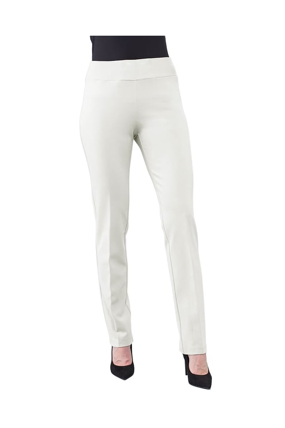womens Solid Scuba Straight Pant, 16, White