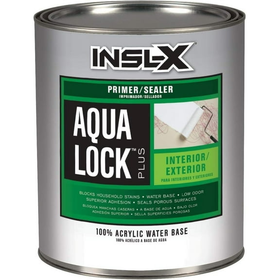 INSL-X AQ040009A-04 Aqua Lock Plus 100% Acrylic Water-Based Sealer Primer, 32 Fl Oz Pack of 1, White