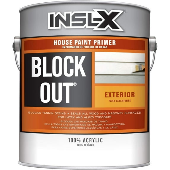 INSL-X Block Out Acrylic Exterior Wood Stain Blocking Primer, White, 1 Gallon