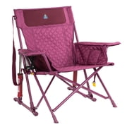 GCI Outdoor Kickback Insulated Rocker Low Profile Rocking Camping Chair with Cup Holder, Berry