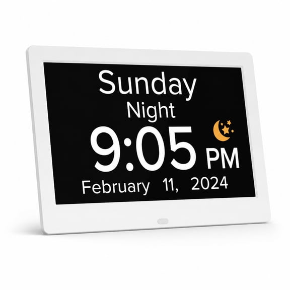 INSMART 10 Inch Digital Alarm Clock for Seniors, Auto Dimming Display, Voice Time, 25 Alarms, 8 Medication Reminders, USB Photo Video Player