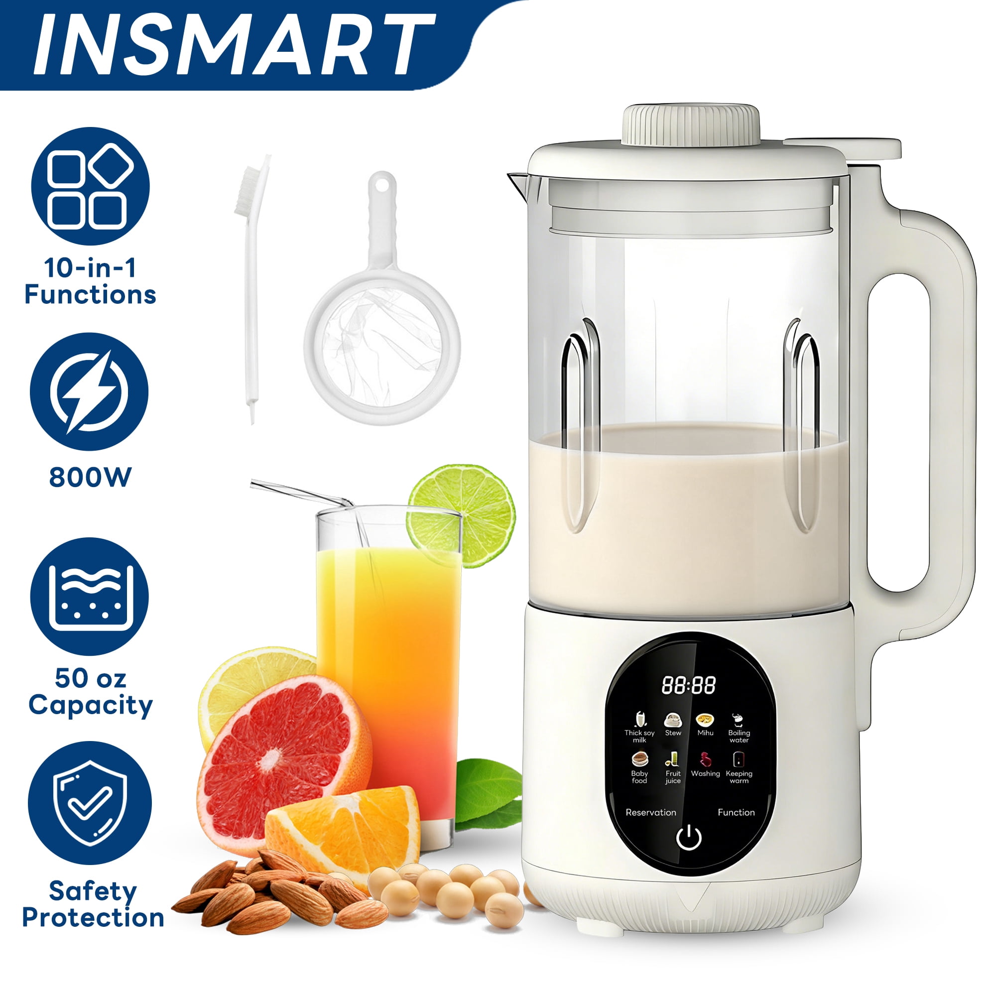 INSMART 10-in-1 Nut Milk Maker, 50oz Soy Milk Maker, Suitable for ...