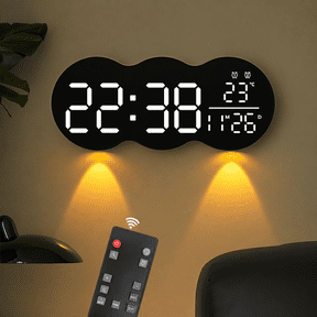 INSMART 11" Digital Wall Clock, Cloud Shape Large Display with Remote Control, Dual Alarm, Temperature, Date, 12/24H & DST for Bedroom Kitchen Office