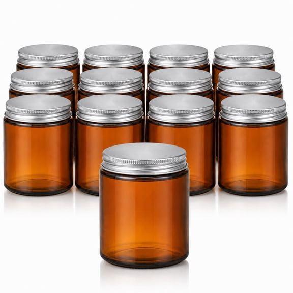 INSMART 12 Pcs 16oz Amber Glass Candle Jars with Lids, Candle Making Containers for Soy Wax, Essential Oils, Skincare and DIY Crafts