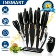 thumbnail image 1 of INSMART 17 Piece Kitchen Knife Set,Knife Set with Sharpener,Teflon Non-Stick Coating Kitchen Cutlery,No Rust,Super Sharp,Include Chef,Bread,Steak,Knives, 1 of 8