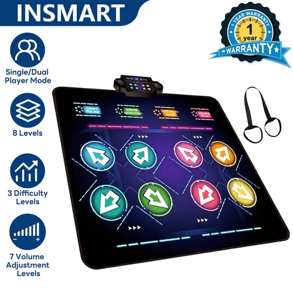INSMART 2-Player Dance Mat, 8-Level Light Up Game Pad with 3 Dual Modes for Family Indoor Fitness