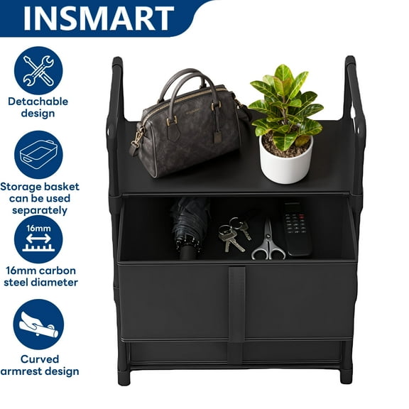 INSMART Night Stand with 2 Storage Baskets,Small Dresser for Bedroom, Detachable Structure,Space-Saving Organizer for Bedroom Closet,Entryway,College Dorm,Black