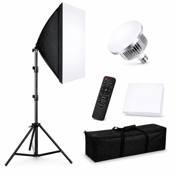 INSMART 20"x28" Softbox Lighting Kit, Dimmable LED Light for Live Streaming & Photography with Remote