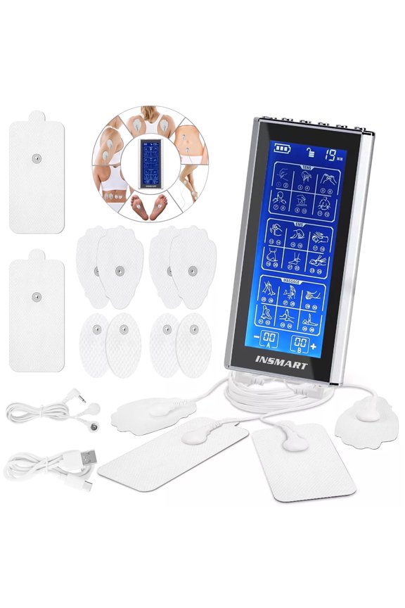 3-in-1 TENS Unit Rechargeable Muscle Stimulator EMS Dual Channel with 10 Reusable Electrode Pads 36 Modes for Back Neck Pain Muscle Therapy Pain Management Pulse Massager