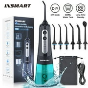 INSMART 300ML Cordless Water Flosser Dental Teeth Cleaner，Portable Oral Irrigator, Electric Flossing Cleaner(6 Jet）