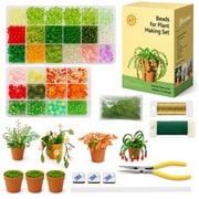 INSMART 3400Pcs Beaded Plant Kit, DIY Bead Craft Set with 3 Mini Flower Pots, Magnets, Assorted Beads, Craft Wire, Pliers and Storage Box for Fridge Magnets and Botanical Crafts
