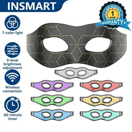 INSMART 7-Color LED Eye Mask with 24 LEDs – Rechargeable Light Care Device for Eye Area Relaxation, 5 Brightness Levels, 60-Min Timer