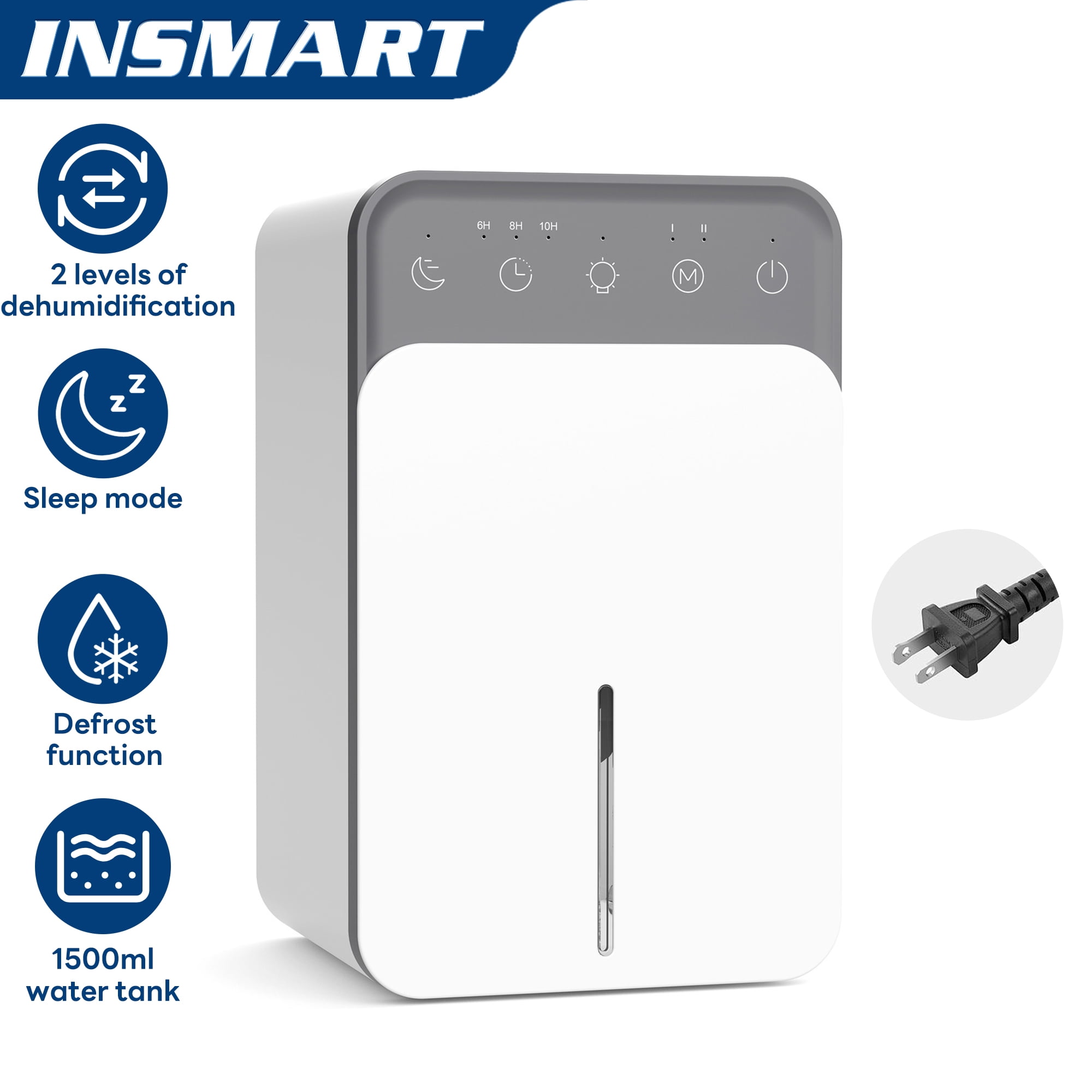 INSMART 8-Pint Smart Dehumidifier for Home, Bedroom & Basement up to 800 Sq. Ft  Ultra-Quiet, 2 Modes, Sleep Mode, Auto Shut Off & Frost Protection, Energy-Efficient