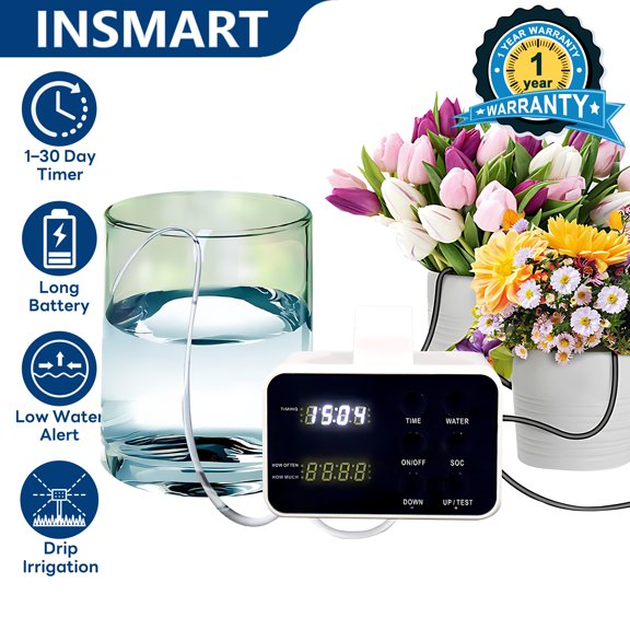 INSMART Automatic Watering System, 30-Day Timer, Drip Irrigation Kit for 20 Potted Plants, Indoor Outdoor Use