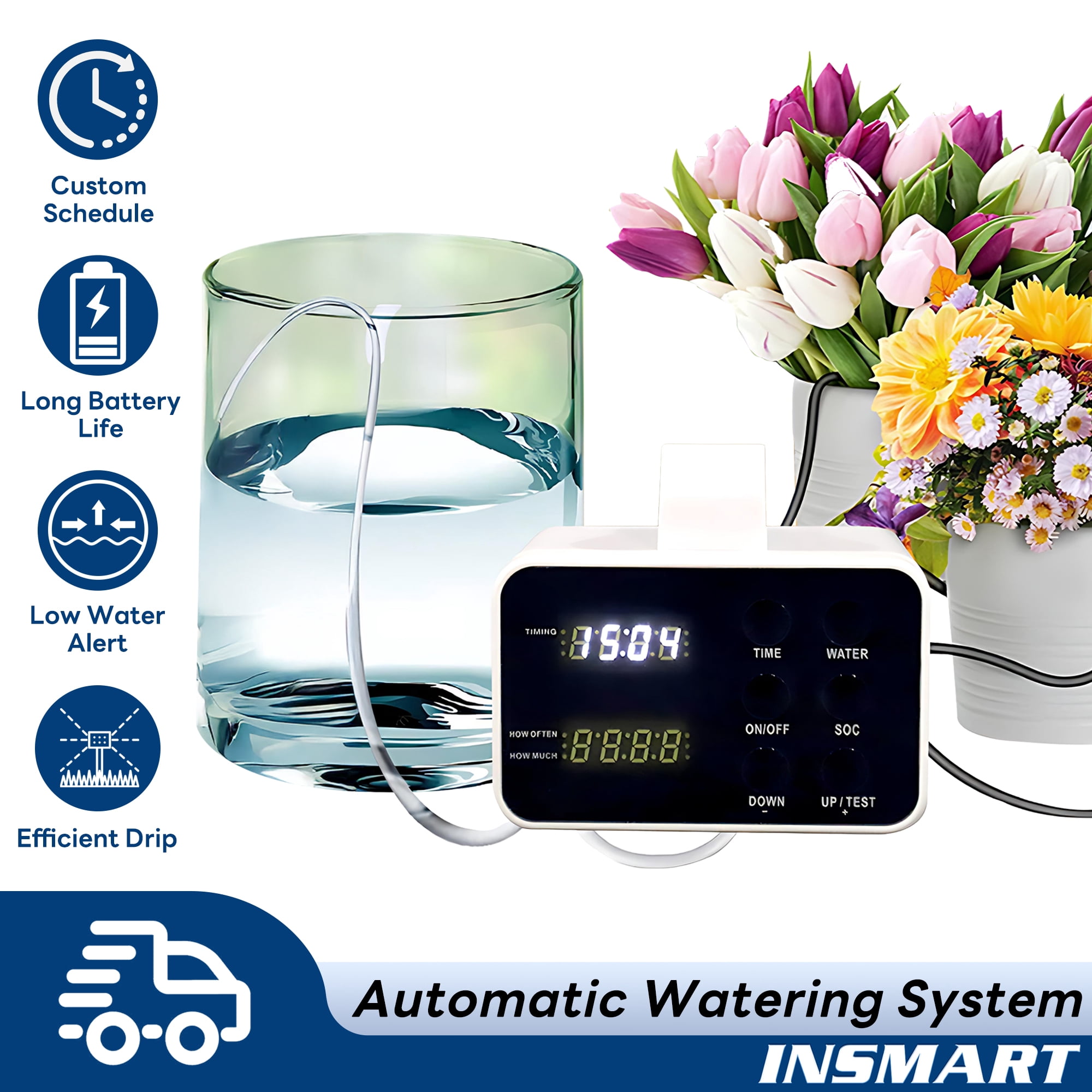INSMART Automatic Watering System, 30 Potted Indoor Houseplants Support Plant Waterer, Drip Irrigation Kit with Programmable Timer for Potted Plants & Balcony