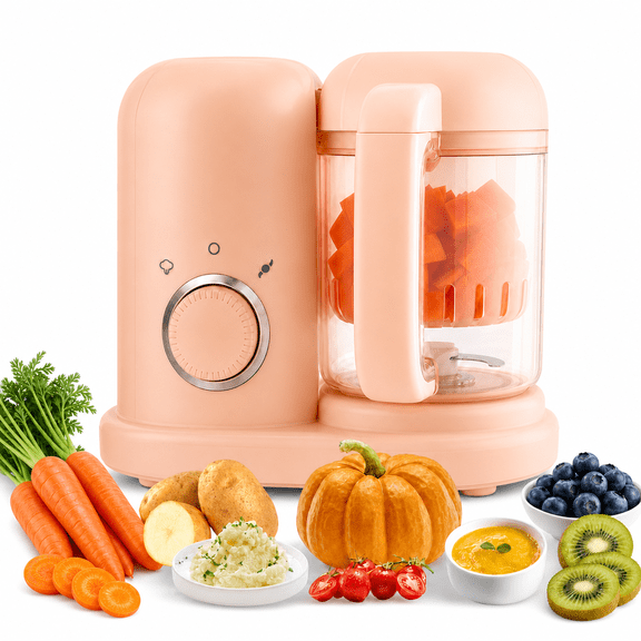 INSMART Baby Food Maker Steamer and Blender,4-in-1 Multifunctional Baby Food Processor with Steam Cooking,Micro-stirring,Defrosting,Heating,Auto Shut-Off,Tritan Material,Pink