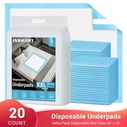 INSMART Bed Pads for Incontinence Disposable, 36" x 36", 20 Count Disposable Incontinence Bed Pads-Maximum Absorbent Unisex Large Chucks Pad-Incontinence Bed Pads-Bed Liners Incontinence,XXL(Upgrade)
