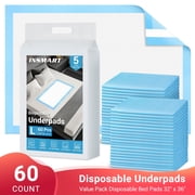 INSMART Bed Pads for Incontinence Disposable 24 X 36 , 60 Count Disposable Incontinence Bed Pads,Waterproof Bed Pads-Super Absorbent Protection