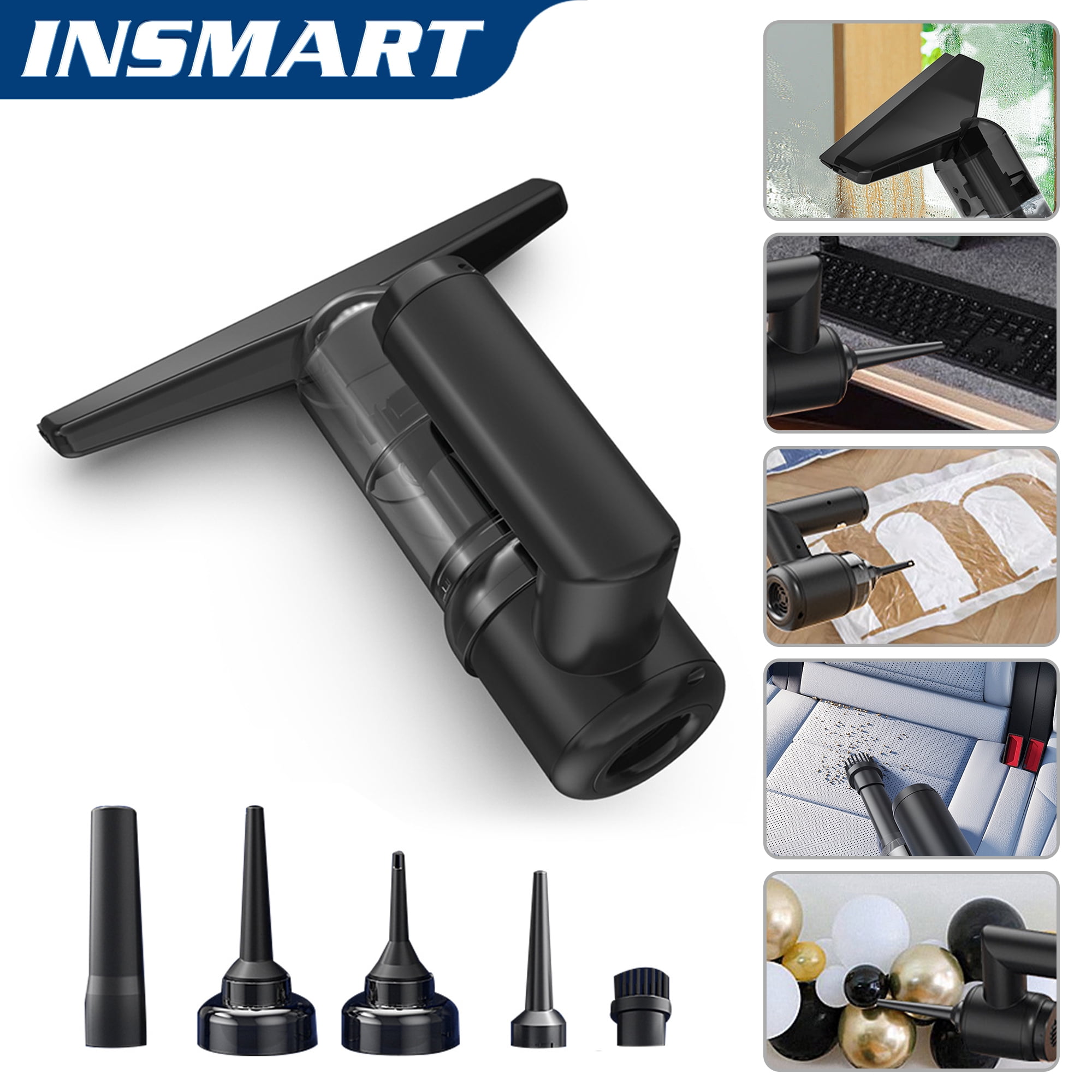 INSMART Car Vacuum Cleaner for Car,2000mAh Lightweight Mini Vacuum Blow \u0026 Suction,for Keyboard,Inflating Swimming Rings,5000PA