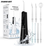INSMART Cordless Water Flosser Dental Teeth Cleaner with 7 Jet Tips, 5 Mode 270 ML Tank IPX7 Waterproof,New Absorbent Balls to Filter Impurities