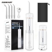 INSMART Cordless Water Flosser, Portable Water Pick for Teeth Cleaning, Telescopic Water Tank for Braces Care Travel and Home Use,(White)