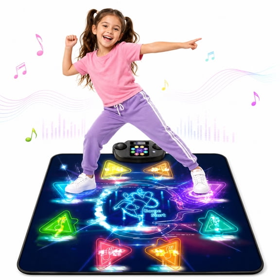 INSMART Dance Mat,Dance Pad with 8-Button Wireless Bluetooth Light Up Music Dance with 8 Game Modes,Christmas Birthday Gifts for 3-6 Year Old Kids