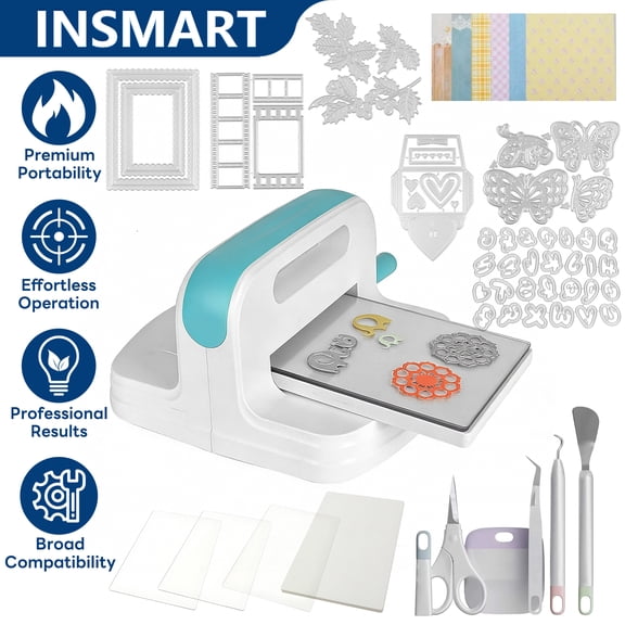 INSMART Die Cutting Machine,Manual Embossing Machine with Starter Kit,Die cutting and Embossing Machine for Card Making, Scrapbooking, DIY Crafts