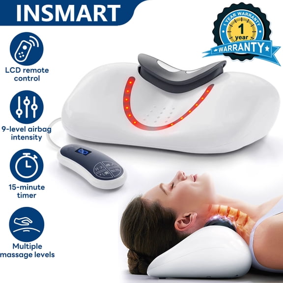 INSMART EMS Neck Massager, Portable Cervical Neck Stretcher with Airbag Massage, Smart Heat & 9 Intensity Levels for Shoulder Neck Relief