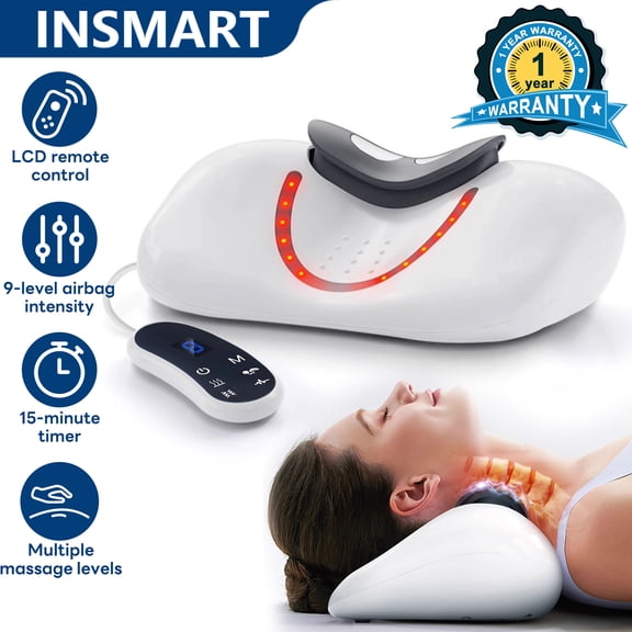 INSMART EMS Neck Massager, Portable Cervical Neck Stretcher with Airbag Massage, Smart Heat & 9 Intensity Levels for Shoulder Neck Relief