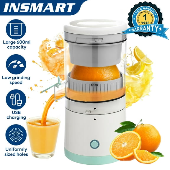 INSMART Electric Citrus Juicer for Home,600ml Portable Rechargeable Automatic Juicer Machine with USB Cable for Orange Lemon Grapefruit Lime