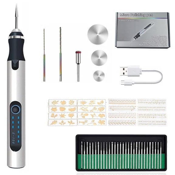 INSMART Electric Cordless Engraving Pen,USB Rechargeable Engraving Pen, DIY Etching Engraver Tool with 30 Bits for Jewelry,Metal, Wood, Glass and Plastic